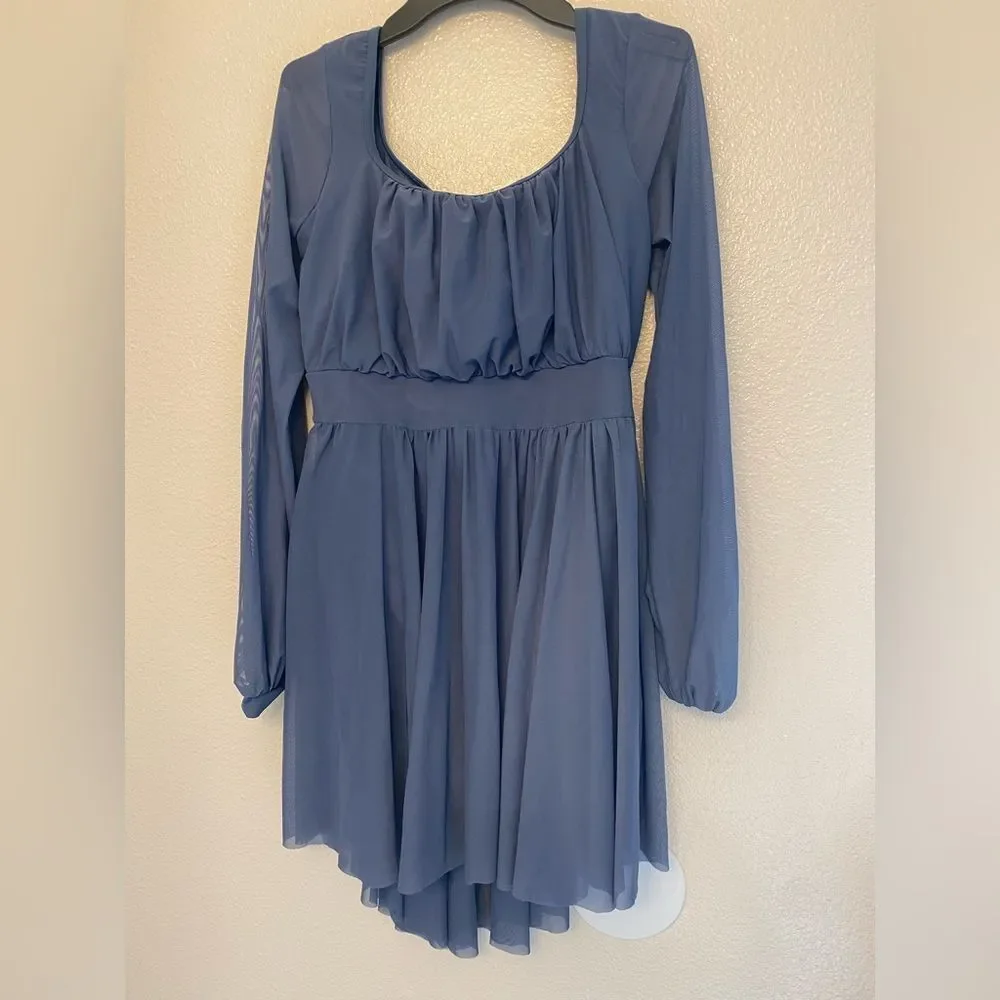 Weissman solo dance costume slate blue long sleeve Thinking About 16385 LA adult